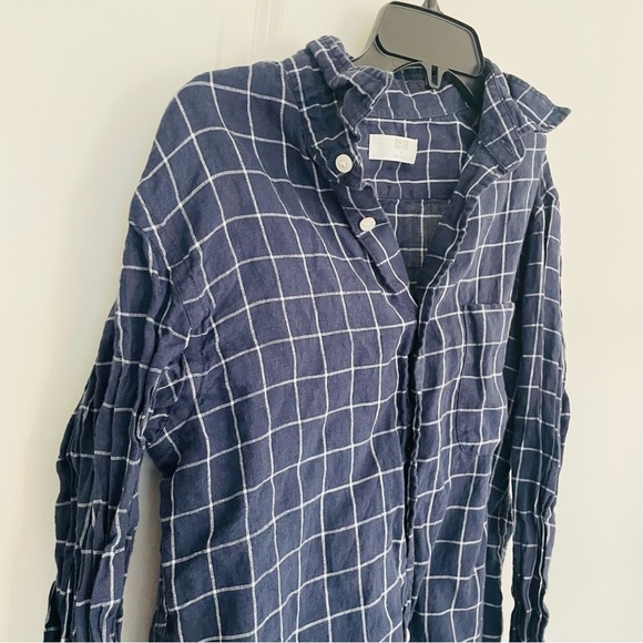 Uniqlo Blue White Plaid Button Down Shirt Size M - Picture 3 of 14